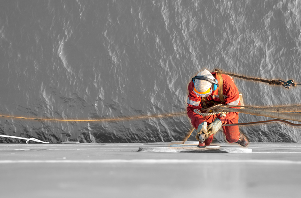 Ship Crew at the side of the ship
